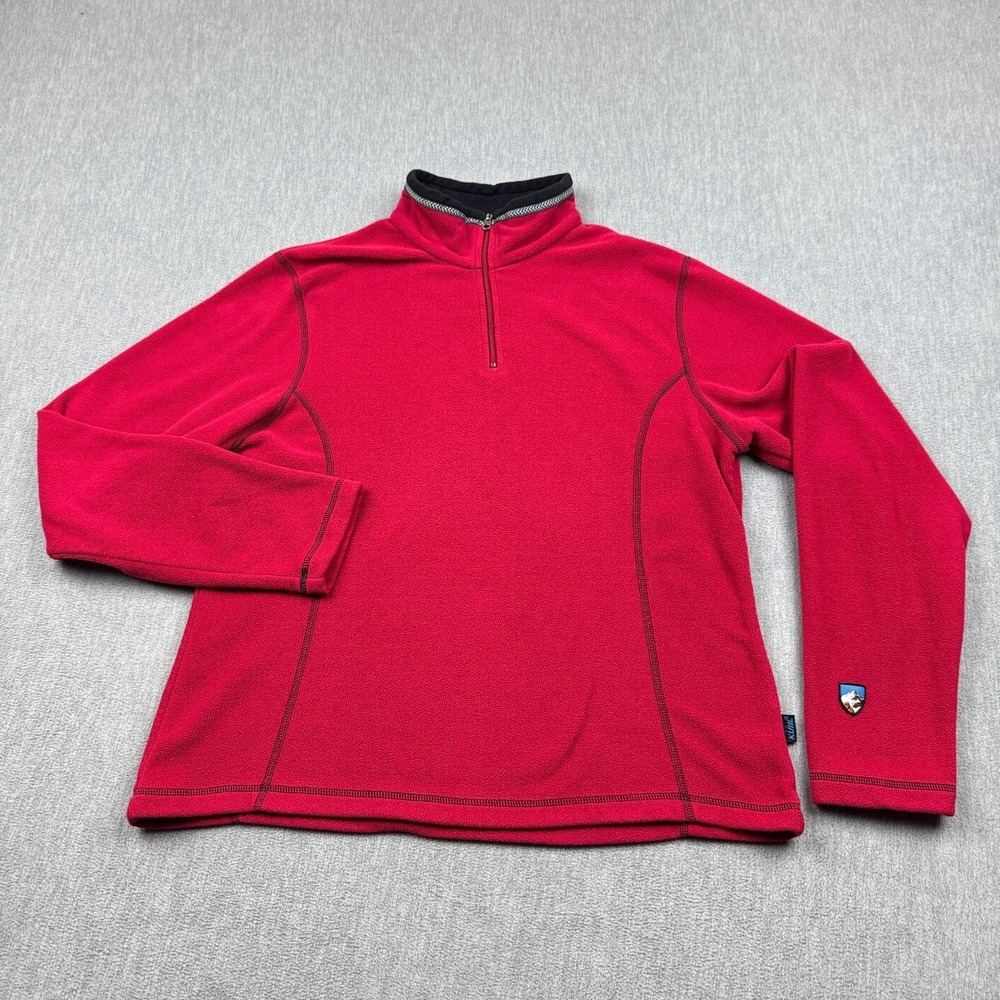 Vintage Kuhl Sweater Womens Red Microchamois Fleece 1/4 Zip Pullover Mock‎ Neck